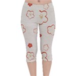 Floral Pattern Velvet Capri Leggings 