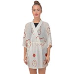 Floral Pattern Half Sleeve Chiffon Kimono