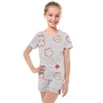 Floral Pattern Kids  Mesh T-Shirt and Shorts Set