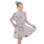 Floral Pattern Kids  Shoulder Cutout Chiffon Dress