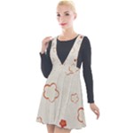 Floral Pattern Plunge Pinafore Velour Dress