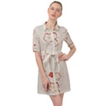 Floral Pattern Belted Shirt Dress