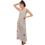 Floral Pattern V-Neck Chiffon Maxi Dress