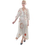 Floral Pattern Quarter Sleeve Wrap Front Maxi Dress