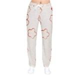 Floral Pattern Women Velvet Drawstring Pants