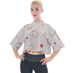 Floral Pattern Mock Neck T-Shirt