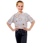 Floral Pattern Kids Mock Neck T-Shirt