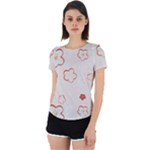 Floral Pattern Back Cut Out Sport T-Shirt