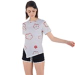 Floral Pattern Asymmetrical Short Sleeve Sports T-Shirt