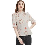 Floral Pattern Frill Neck Blouse