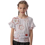 Floral Pattern Kids  Cut Out Flutter Sleeves