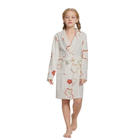 Floral Pattern Kids  Long Sleeve Velvet Lounge Robe from ArtsNow.com