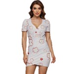 Floral Pattern Low Cut Cap Sleeve Mini Dress