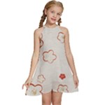 Floral Pattern Kids  Halter Collar Waist Tie Chiffon Dress