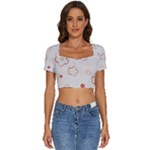 Floral Pattern Short Sleeve Square Neckline Crop Top 