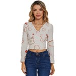 Floral Pattern Long Sleeve V-Neck Top