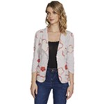 Floral Pattern Women s One-Button 3/4 Sleeve Short Jacket