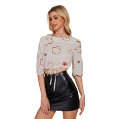 Mid Sleeve Drawstring Hem Top 