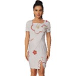 Floral Pattern Fitted Knot Split End Bodycon Dress