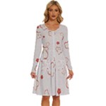 Floral Pattern Long Sleeve Dress With Pocket