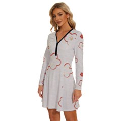 Long Sleeve Deep V Mini Dress  