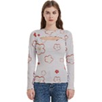 Floral Pattern Women s Cut Out Long Sleeve T-Shirt