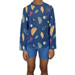 Cute Korean Pattern Kids  Long Sleeve Swimwear