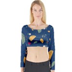 Cute Korean Pattern Long Sleeve Crop Top