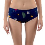 Cute Korean Pattern Reversible Mid-Waist Bikini Bottoms