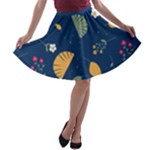 Cute Korean Pattern A-line Skater Skirt