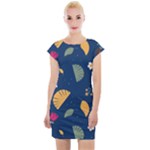 Cute Korean Pattern Cap Sleeve Bodycon Dress