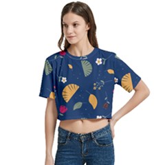 Women s Round Neck Short Sleeve Crop Top 