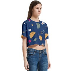 Women s Round Neck Short Sleeve Crop Top 