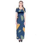 Cute Korean Pattern Short Sleeve Maxi Dress