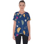 Cute Korean Pattern Cut Out Side Drop T-Shirt