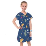 Cute Korean Pattern Kids  Drop Waist Dress