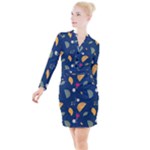 Cute Korean Pattern Button Long Sleeve Dress