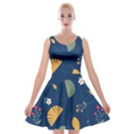 Cute Korean Pattern Velvet Skater Dress