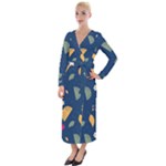 Cute Korean Pattern Velvet Maxi Wrap Dress