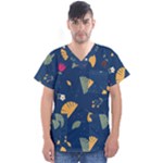 Cute Korean Pattern Men s V-Neck Scrub Top