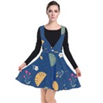 Cute Korean Pattern Plunge Pinafore Dress