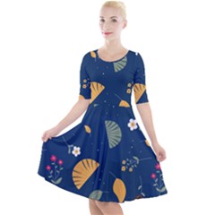 Quarter Sleeve A-Line Dress 