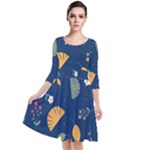 Cute Korean Pattern Quarter Sleeve Waist Band Dress