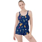 Cute Korean Pattern Boyleg Tankini Set 