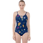 Cute Korean Pattern Cut Out Top Tankini Set