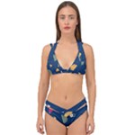 Cute Korean Pattern Double Strap Halter Bikini Set