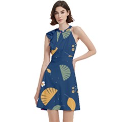 Cocktail Party Halter Sleeveless Dress With Pockets 