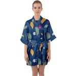 Cute Korean Pattern Half Sleeve Satin Kimono 