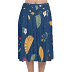 Cute Korean Pattern Velvet Flared Midi Skirt