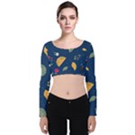 Cute Korean Pattern Velvet Long Sleeve Crop Top